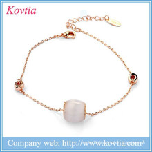 Fashion thin gold chain natural opal bracelet resin stretch bracelet for girls